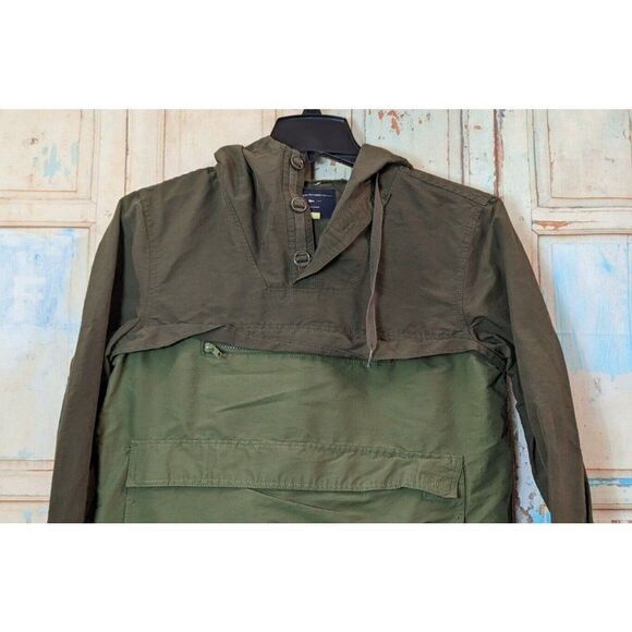Modern Amusement Mens Size Medium Green Long Sleeve Hooded Windbreaker Jacket - Picture 4 of 11